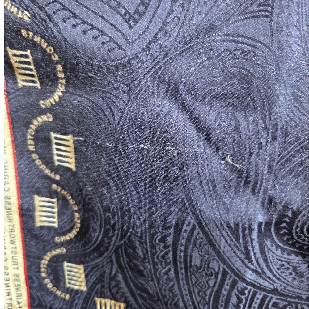 Y2K Character Counts Navy Blue Paisley 100% Silk Scarf Inspirational Values RARE